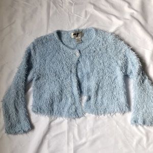 Fluffy Blue Cropped Cardigan